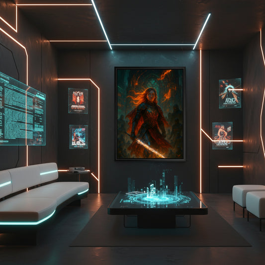 Joan of Arc poster. Cyberpunk poster.