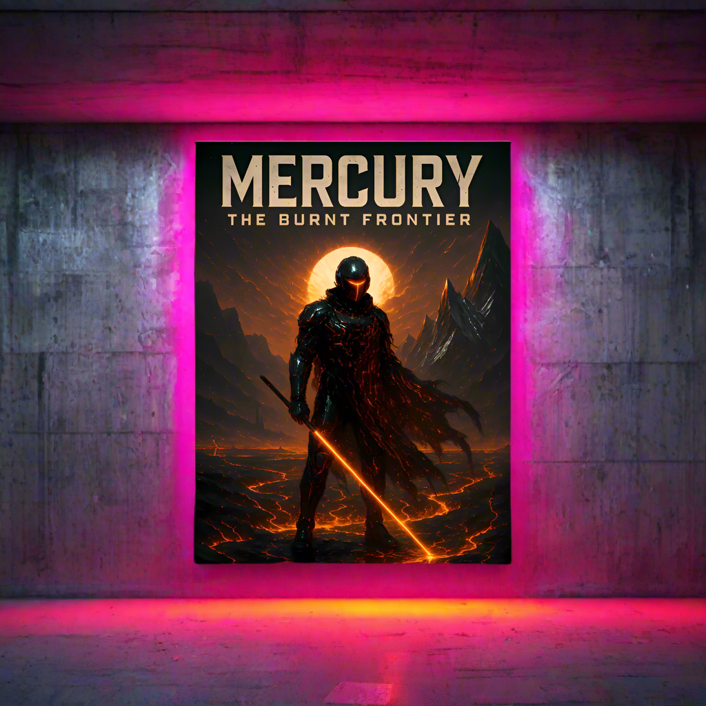 Mercury Cyberpunk Poster – The Burnt Frontier | Futuristic Sci-Fi Wall Art
