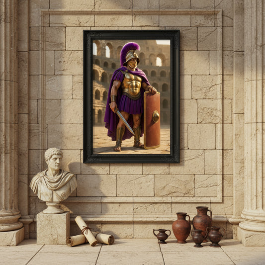 Roman Gladiator Poster | Ancient Colosseum Warrior Art Print
