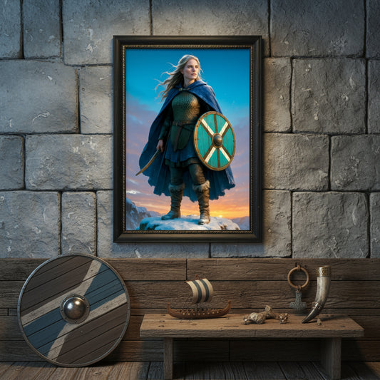 Shieldmaiden Poster | Viking Warrior Woman Art Print