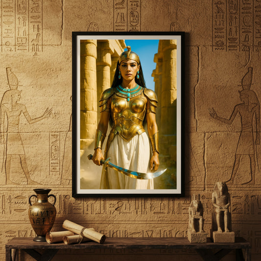 Egyptian Warrior Queen Poster | Ancient Nile Goddess Art Print