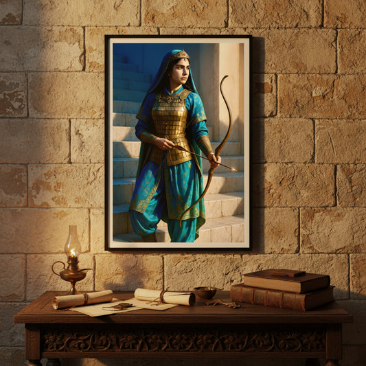 Persian Archer Queen Poster | Ancient Warrior Princess Art Print