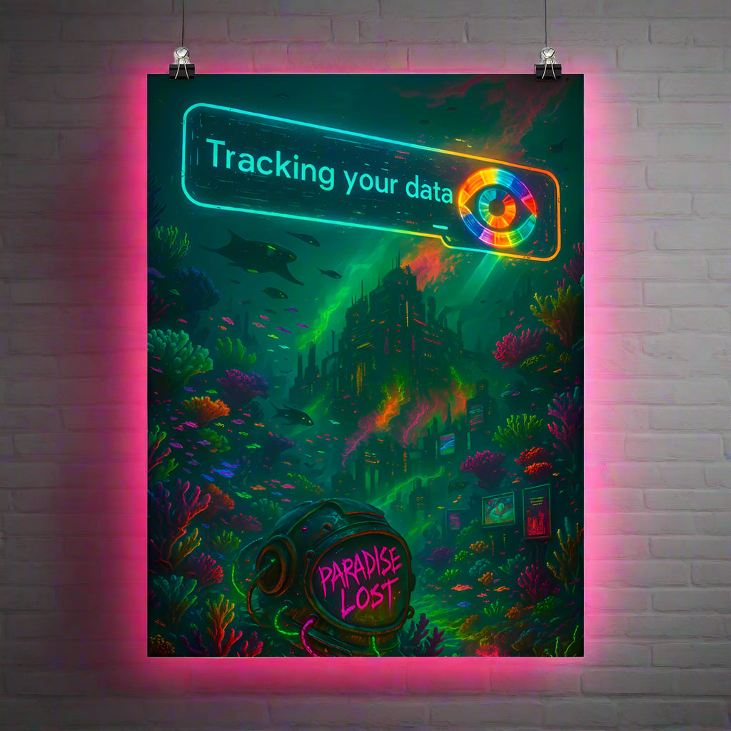 Great Barrier Reef Cyberpunk Art – Corporate Surveillance, Data Tracking and Environmental Destruction