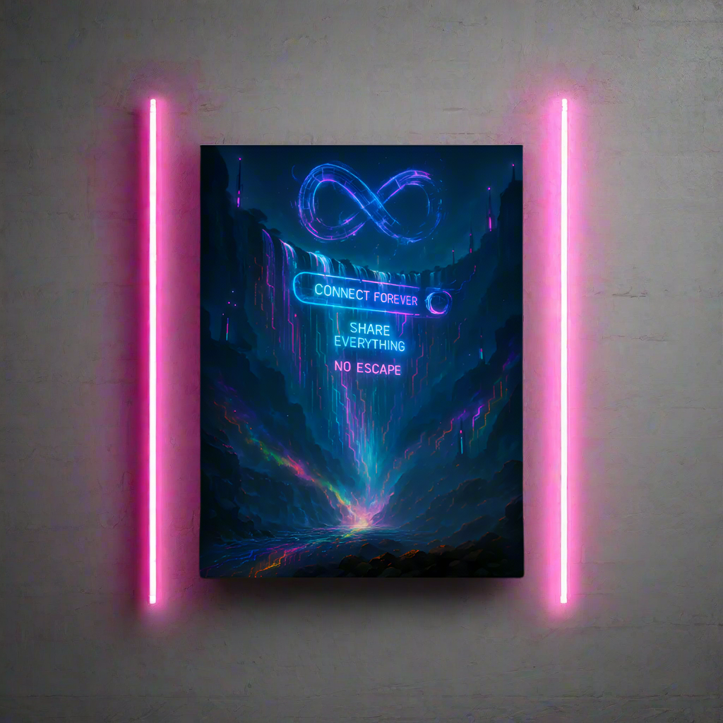 Victoria Falls Cyberpunk Art – Endless Connectivity