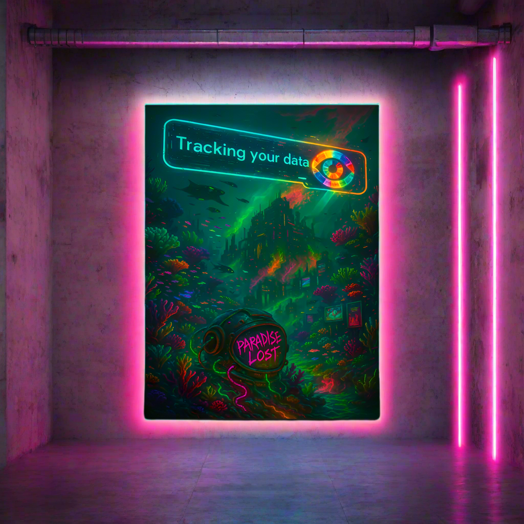 Great Barrier Reef Cyberpunk Art – Corporate Surveillance, Data Tracking and Environmental Destruction