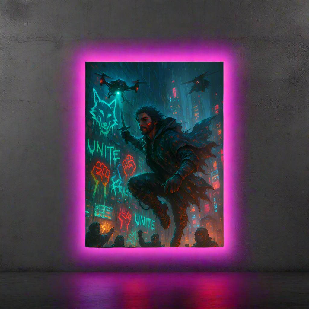 Che Guevara Cyberpunk Poster – The Neon Revolutionary Leader | Futuristic Sci-Fi Wall Art