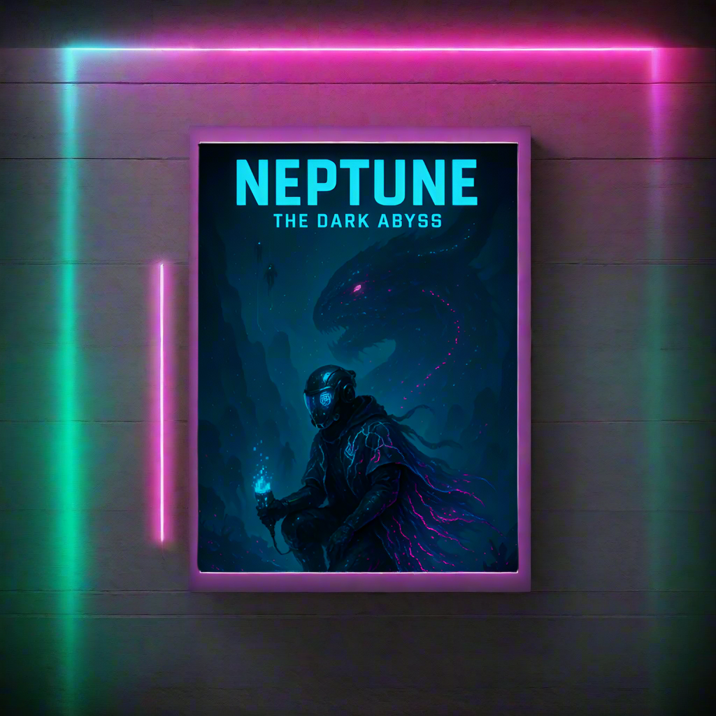Neptune Cyberpunk Poster – The Dark Abyss | Futuristic Sci-Fi Wall Art