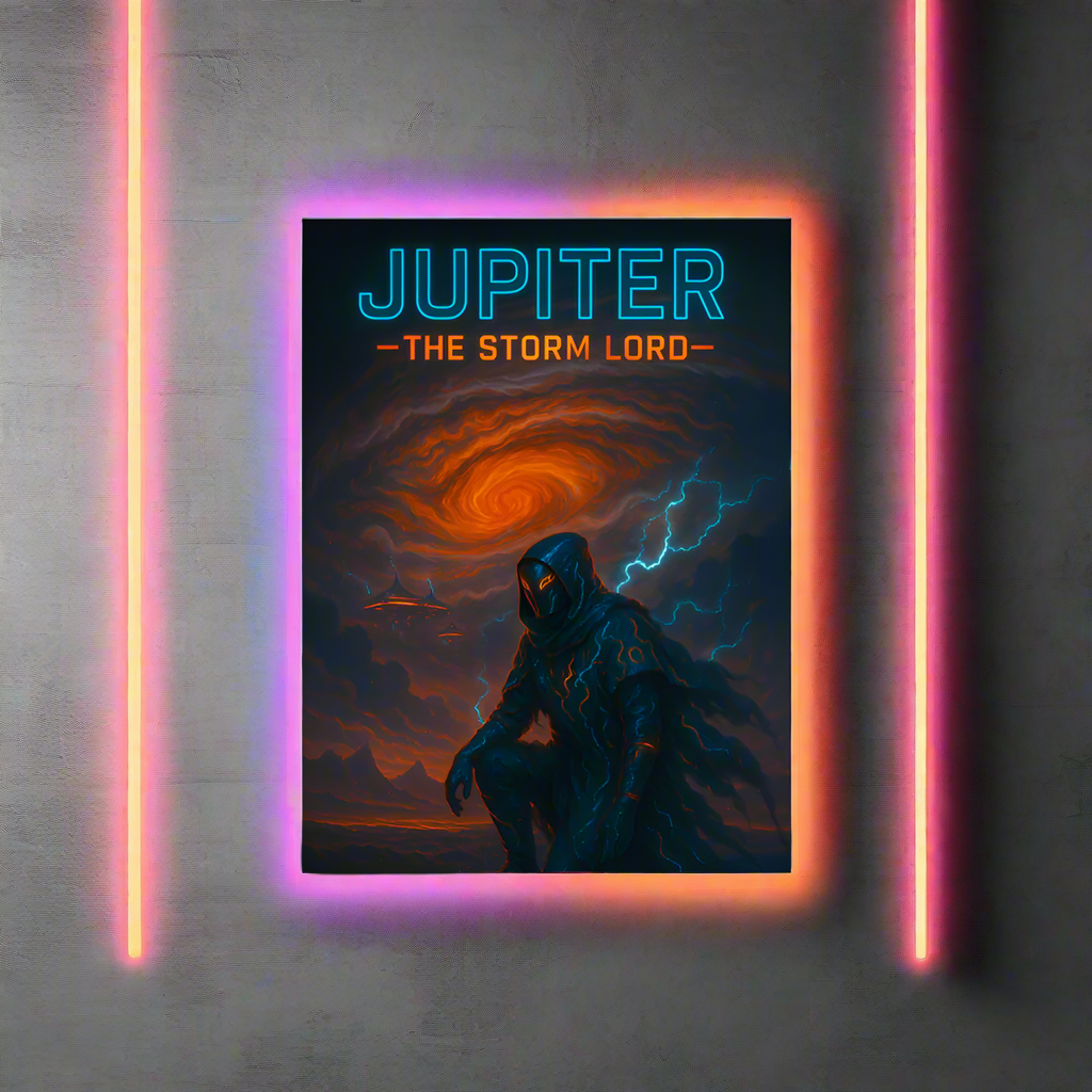 Jupiter Cyberpunk Poster – The Storm Lord | Futuristic Sci-Fi Wall Art