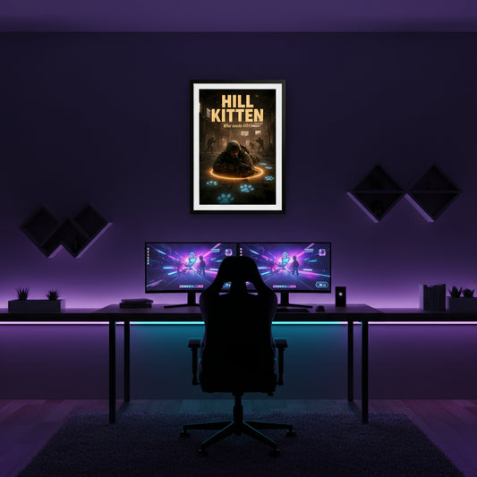 Call of duty inspired poster. 'Hill Kitten' with a dark, action-themed design.