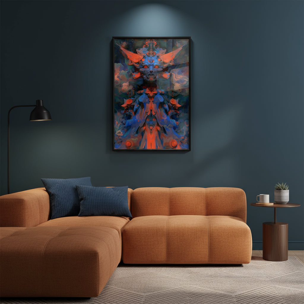 Surreal cosmic artwork of a glowing humanoid figure emerging from swirling clouds of smoke and fire. The figure’s body appears to transform into billowing clouds, surrounded by intense red, orange, and grey tones, creating a dreamlike, otherworldly atmosphere.