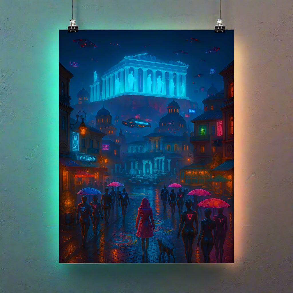 Cyberpunk Athens – Neon Parthenon & Futuristic Ruins