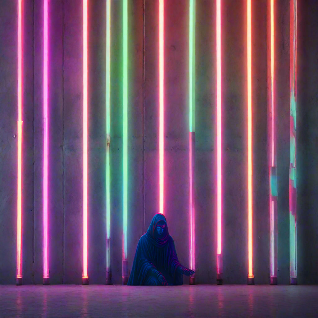 Mausoleum at Halicarnassus Cyberpunk Poster – The Eternal Neon Tomb | Futuristic Sci-Fi Wall Art