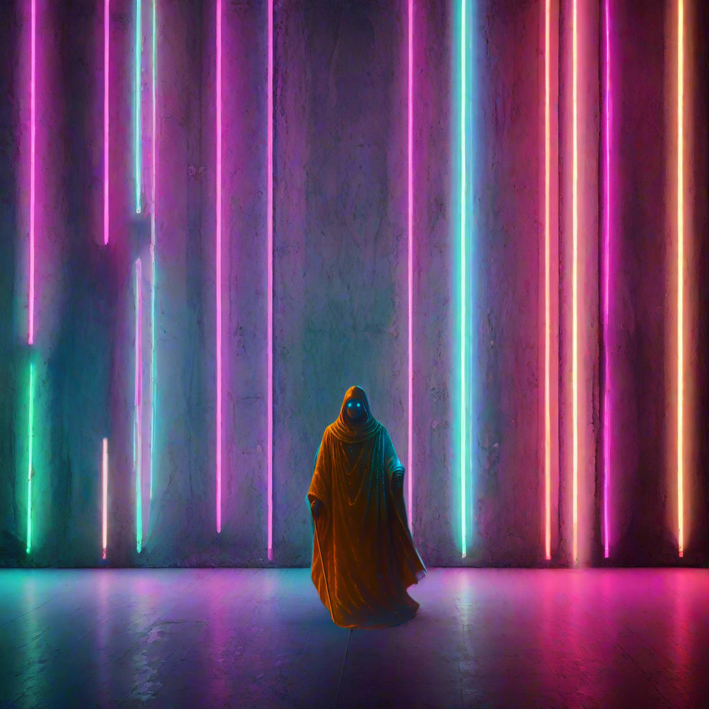 Great Pyramid of Giza Cyberpunk Poster – The Neon Beacon | Futuristic Sci-Fi Wall Art
