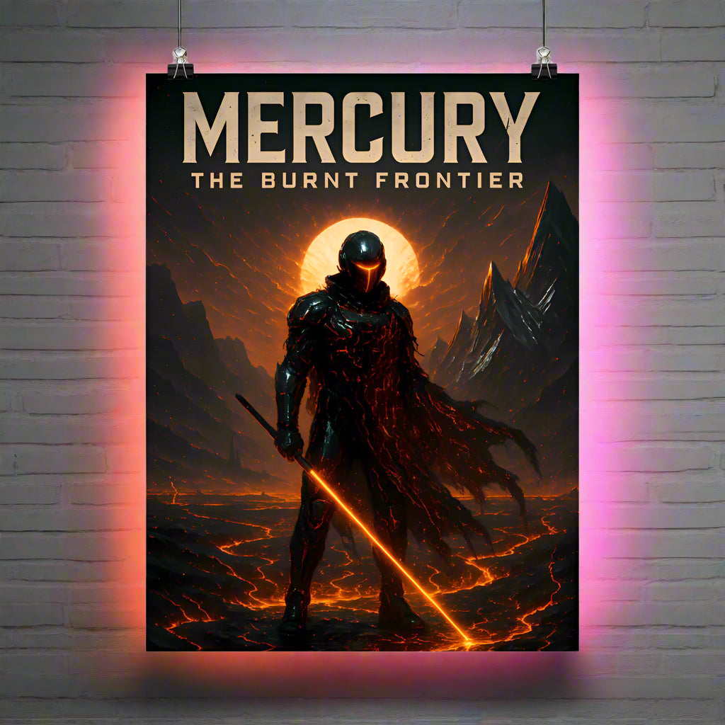 Mercury Cyberpunk Poster – The Burnt Frontier | Futuristic Sci-Fi Wall Art