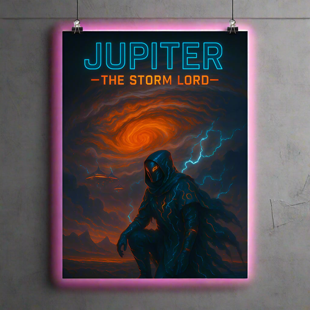 Jupiter Cyberpunk Poster – The Storm Lord | Futuristic Sci-Fi Wall Art