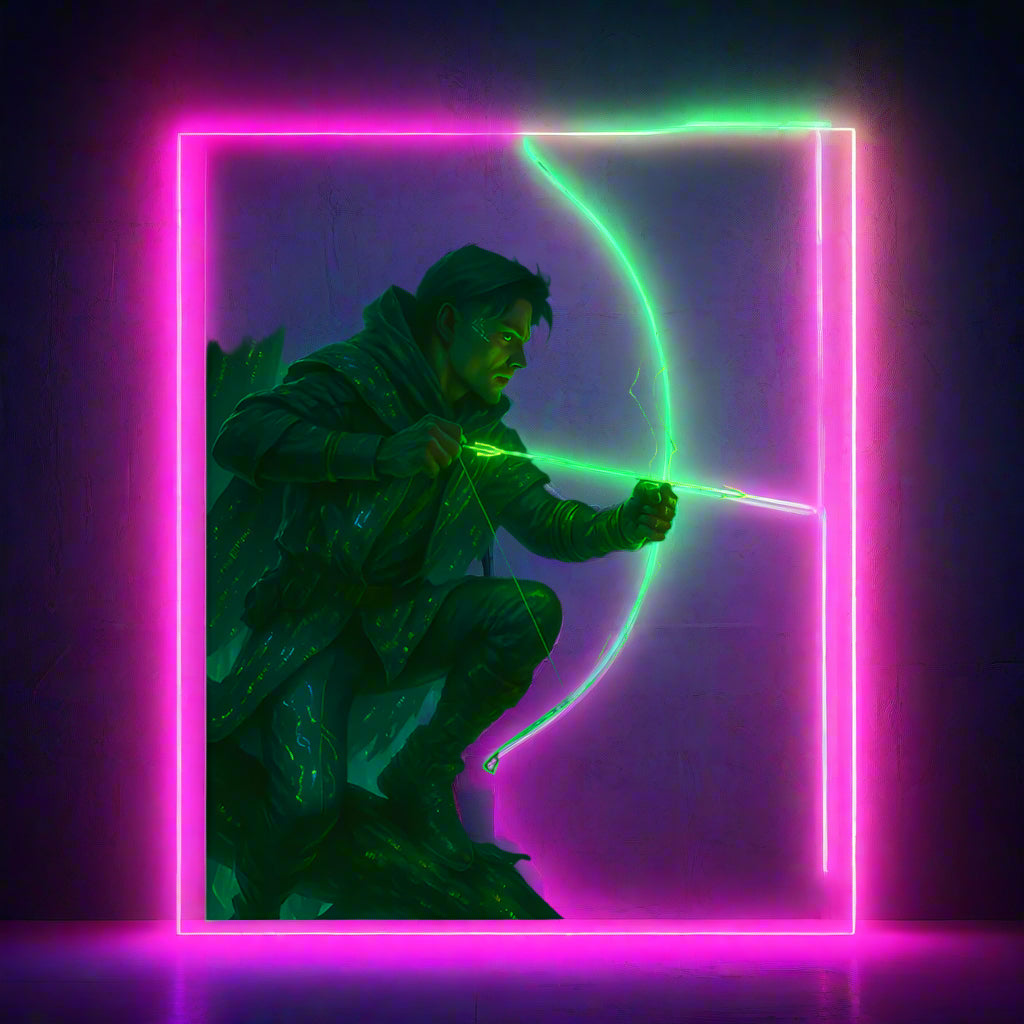 Robin Hood Cyberpunk Poster – The Neon Outlaw of the Future | Futuristic Sci-Fi Wall Art