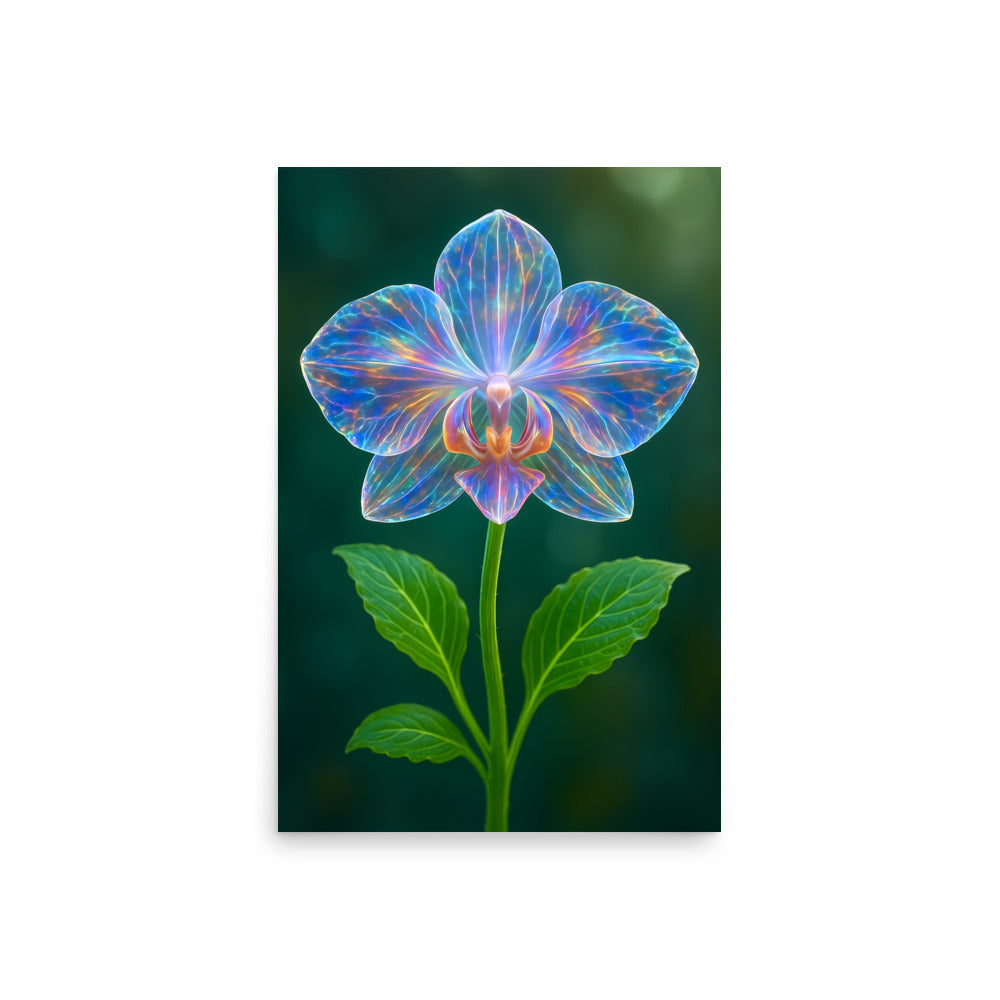 Colorful orchid flower on a dark green background