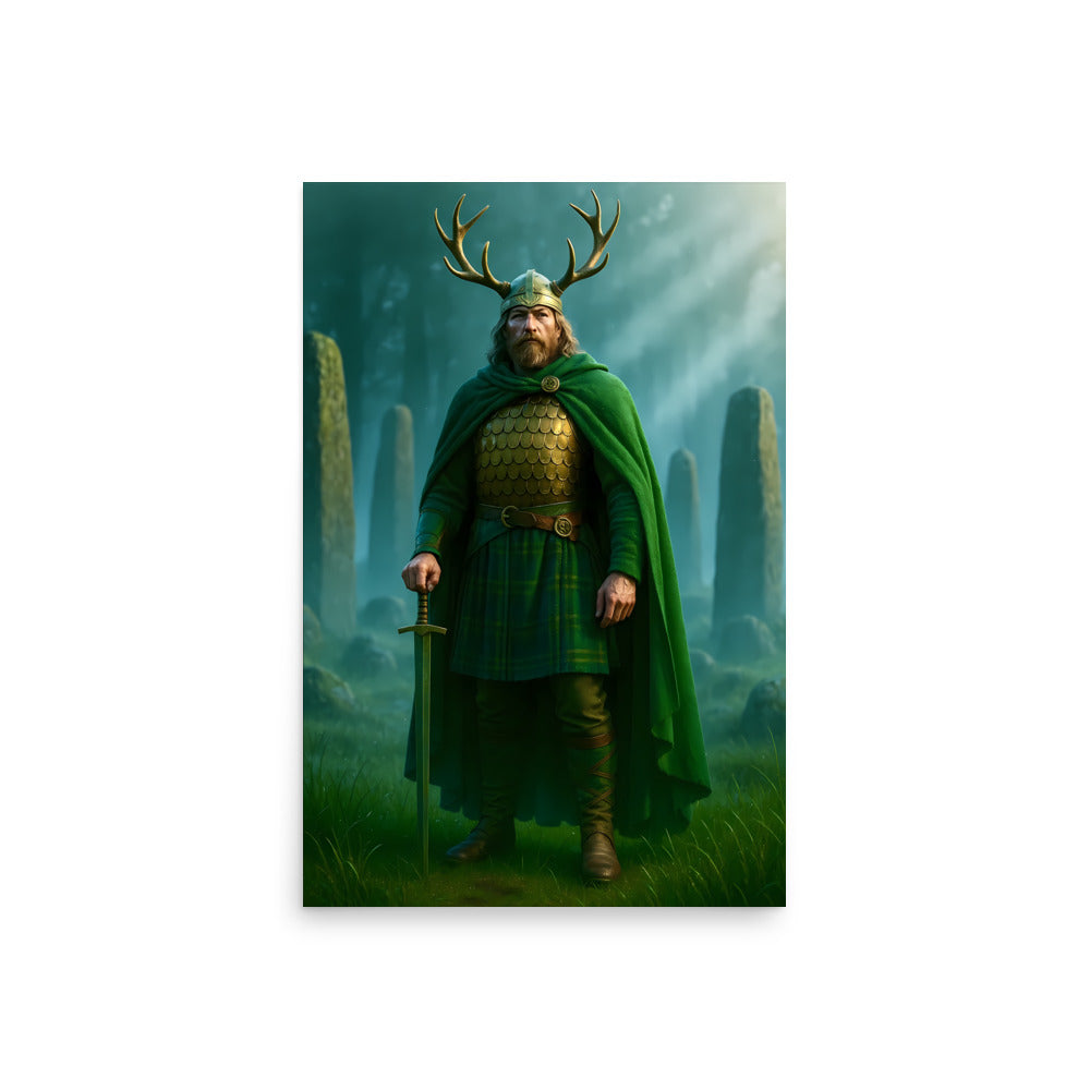 Celtic Warrior Poster | Ancient Druidic Highland Soldier Art Print