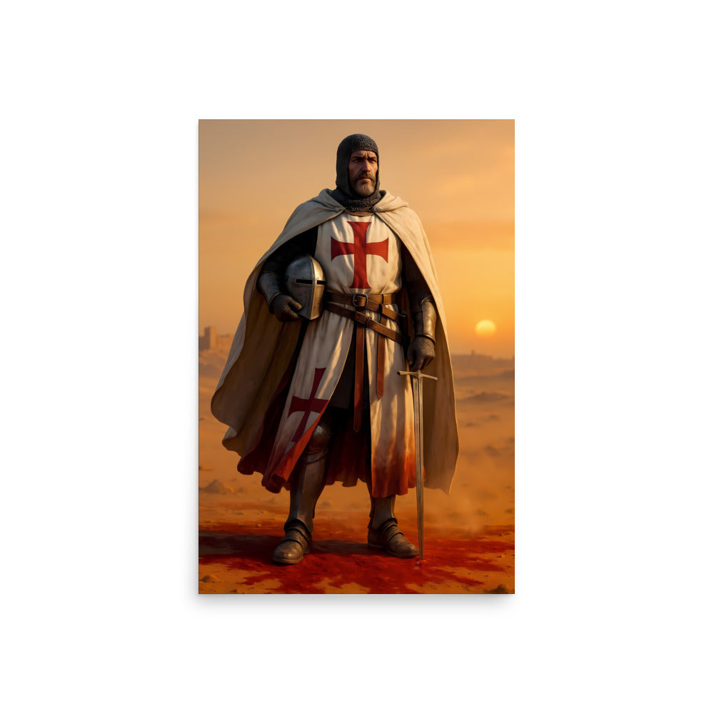 Crusader Knight Poster | Medieval Templar Warrior Art Print