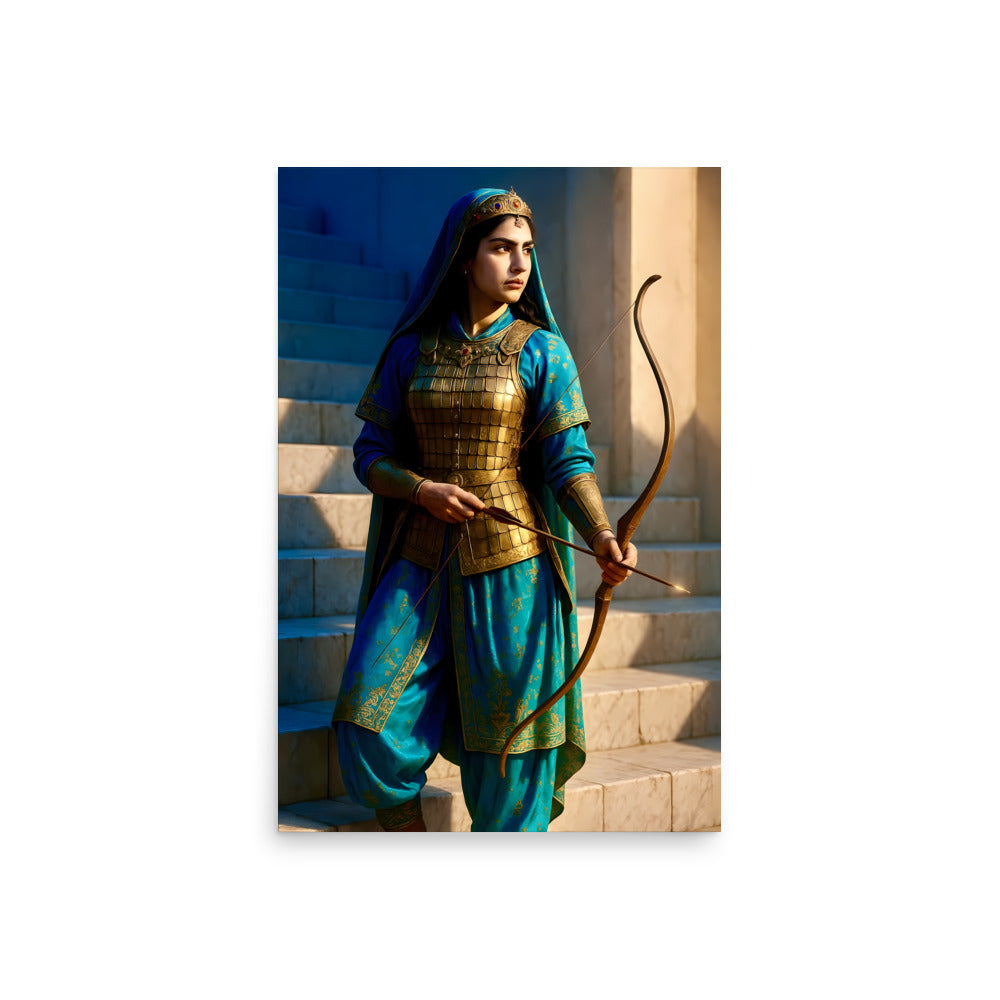 Persian Archer Queen Poster | Ancient Warrior Princess Art Print