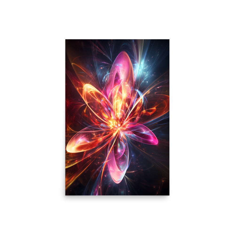 Abstract colorful flower-like design on a dark background