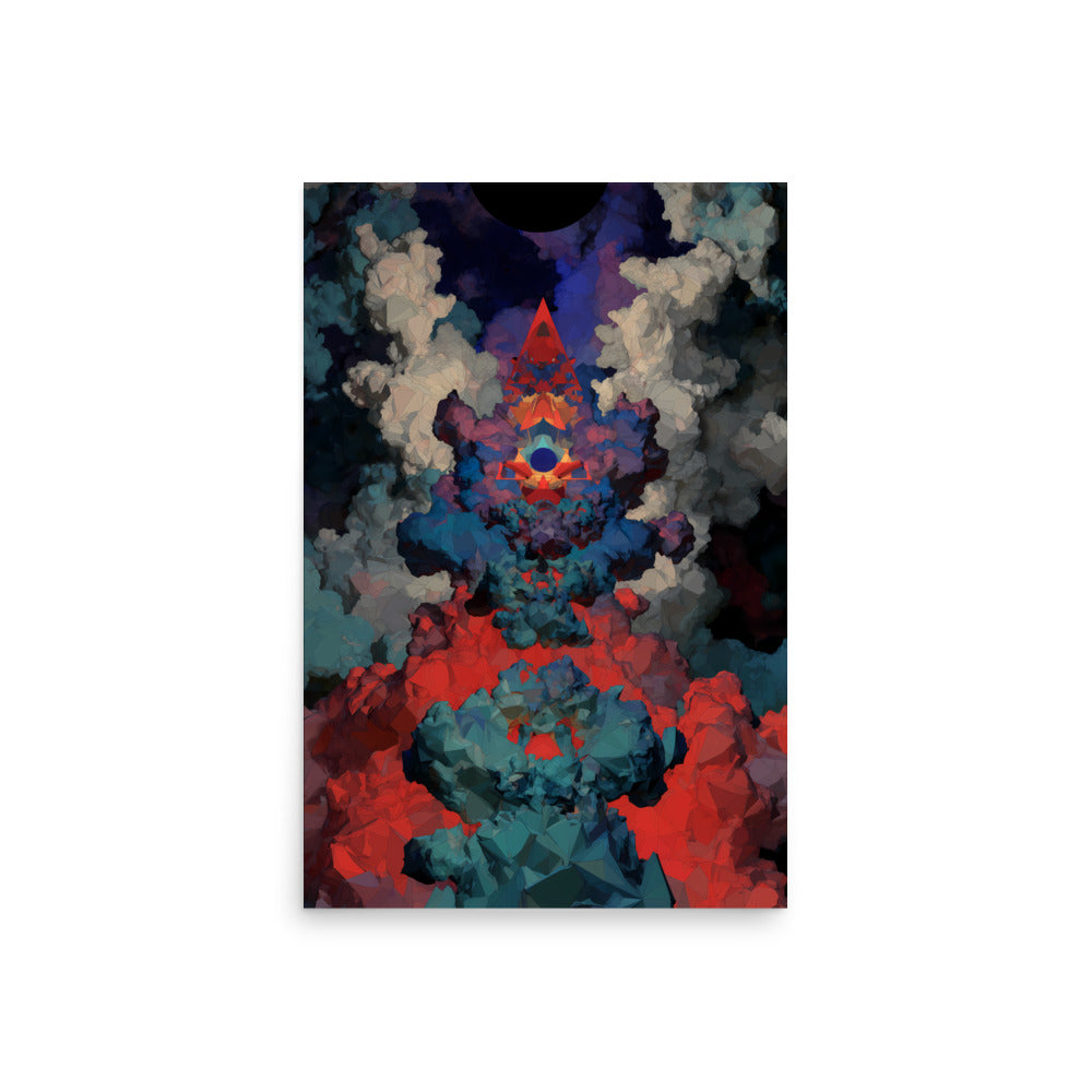 Abstract art print with vibrant colors on a white background