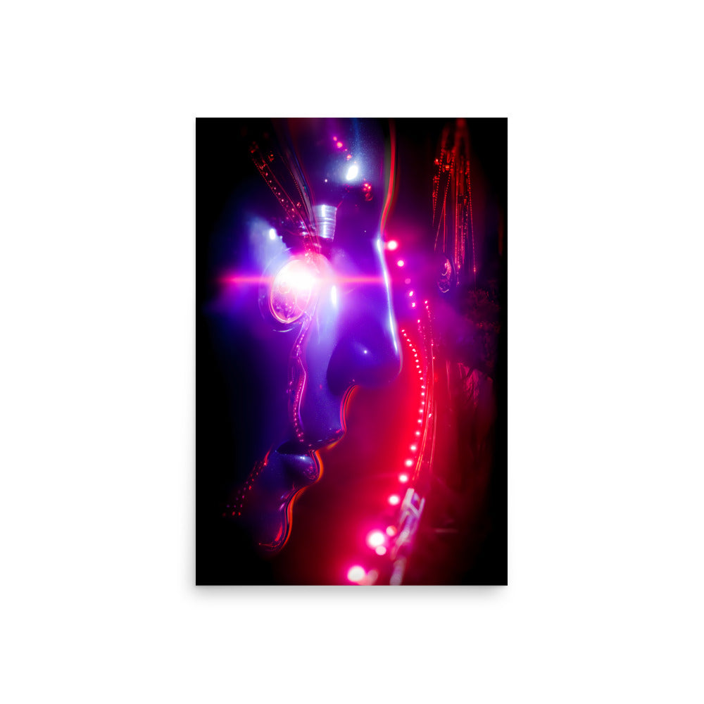 Abstract art with colorful lights and shapes on a dark background