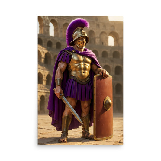 Roman Gladiator Poster | Ancient Colosseum Warrior Art Print