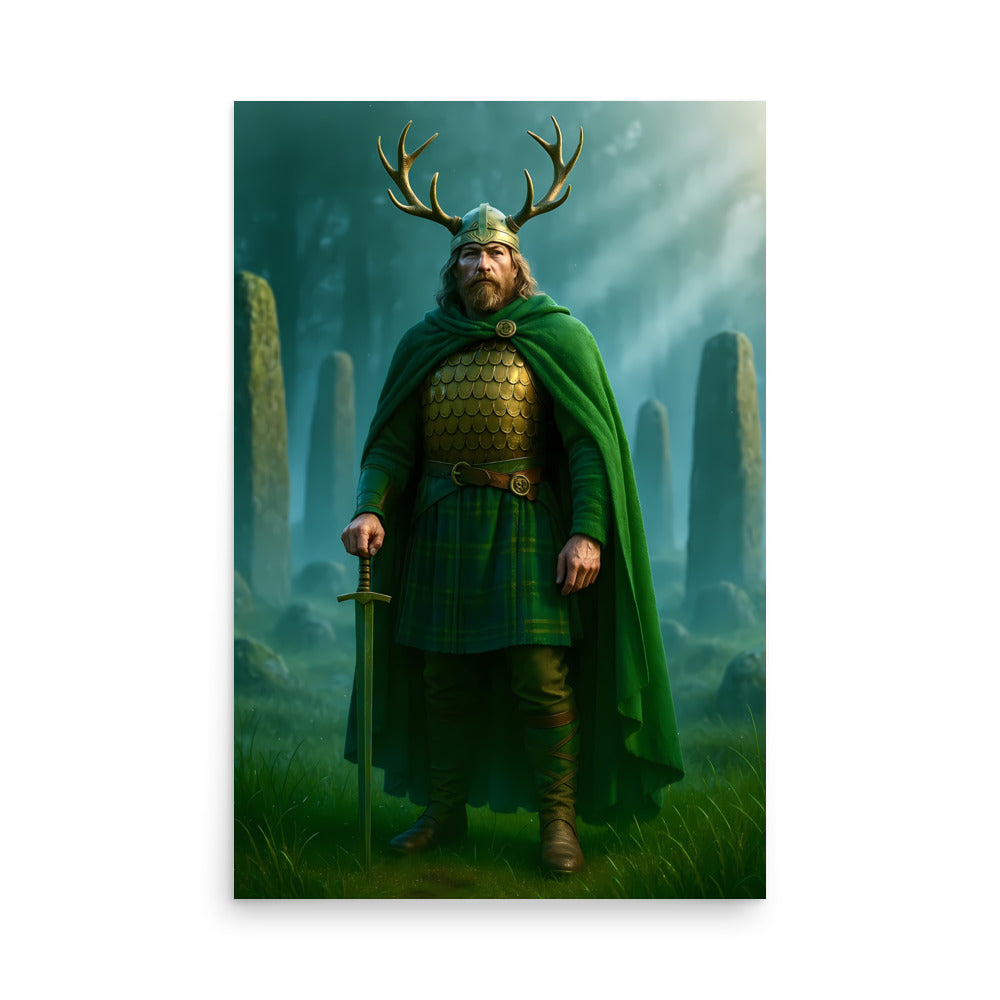 Celtic Warrior Poster | Ancient Druidic Highland Soldier Art Print