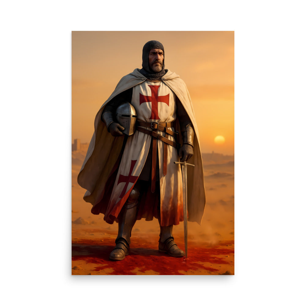 Crusader Knight Poster | Medieval Templar Warrior Art Print