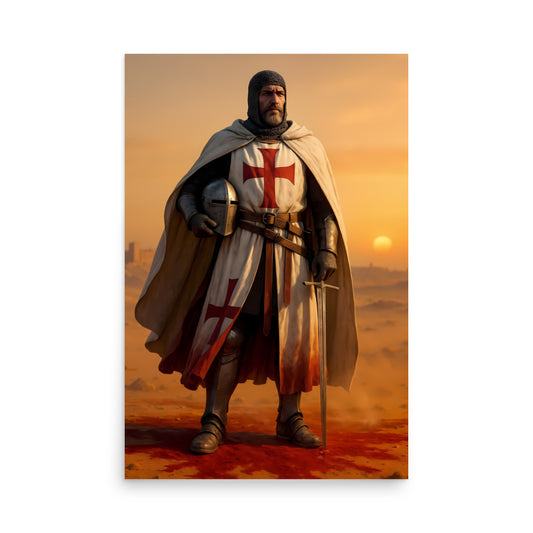 Crusader Knight Poster | Medieval Templar Warrior Art Print