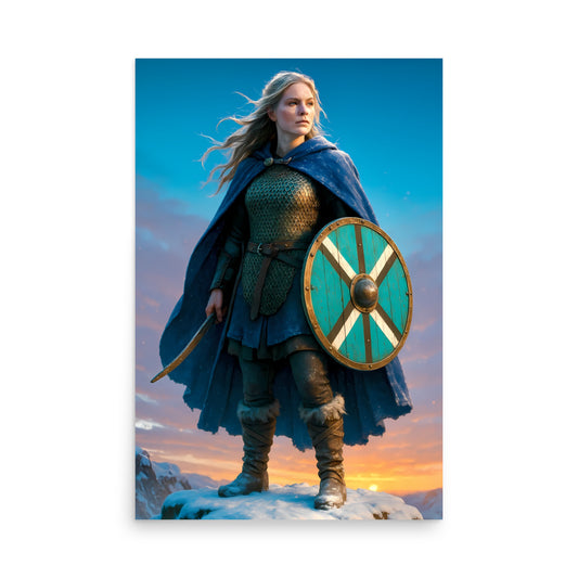 Shieldmaiden Poster | Viking Warrior Woman Art Print