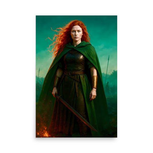 Celtic Warrior Queen Poster | Boudica-Inspired Battle Art Print