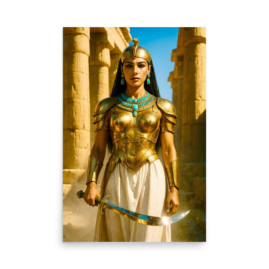 Egyptian Warrior Queen Poster | Ancient Nile Goddess Art Print