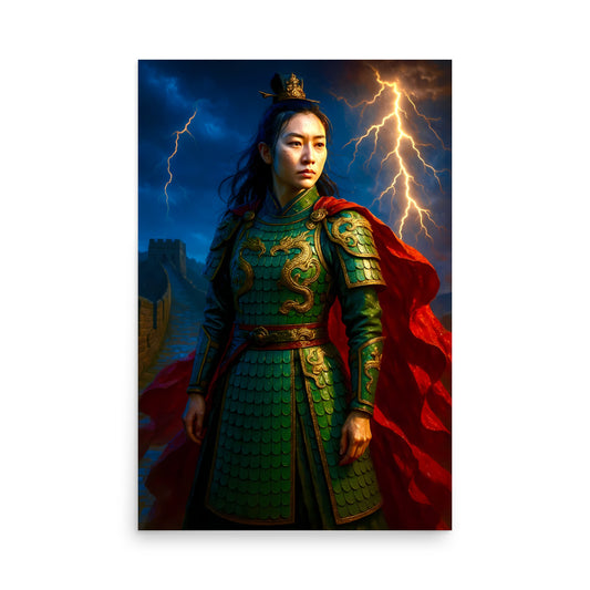 Chinese Warrior Woman Poster | Mulan-Inspired Ancient Heroine Art Print