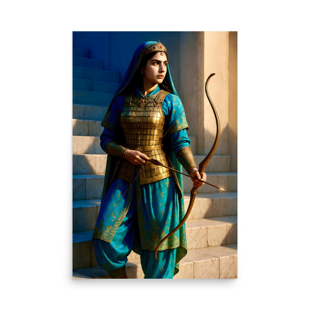 Persian Archer Queen Poster | Ancient Warrior Princess Art Print