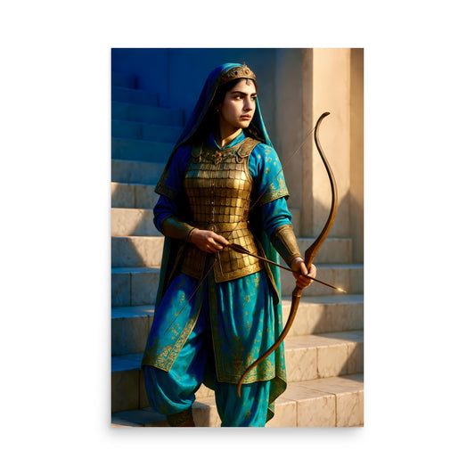Persian Archer Queen Poster | Ancient Warrior Princess Art Print