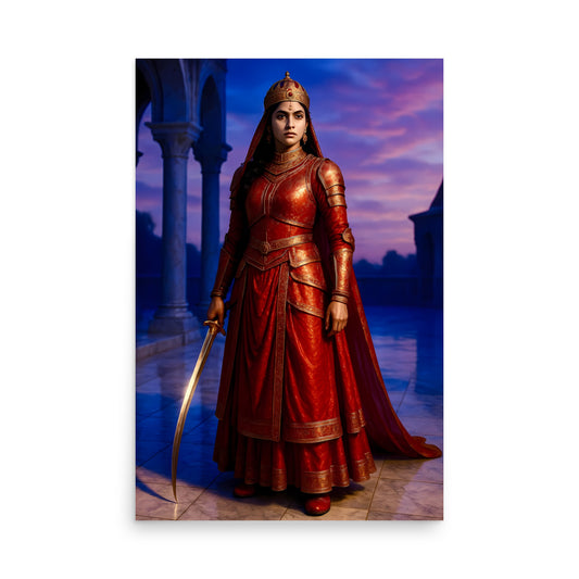 Rani of Jhansi Poster | Indian Warrior Queen Art Print
