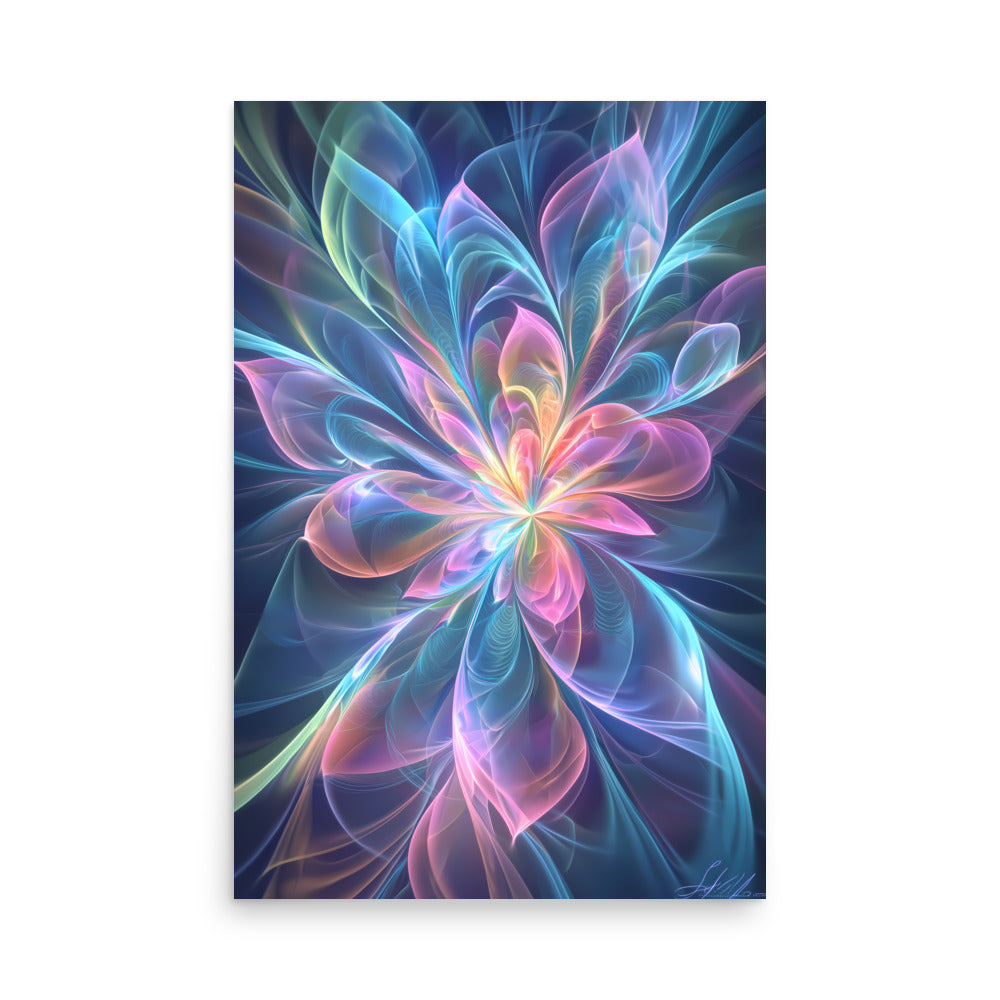 Colorful abstract flower design on a white background