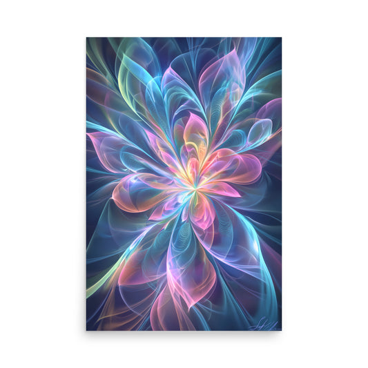 Colorful abstract flower design on a white background