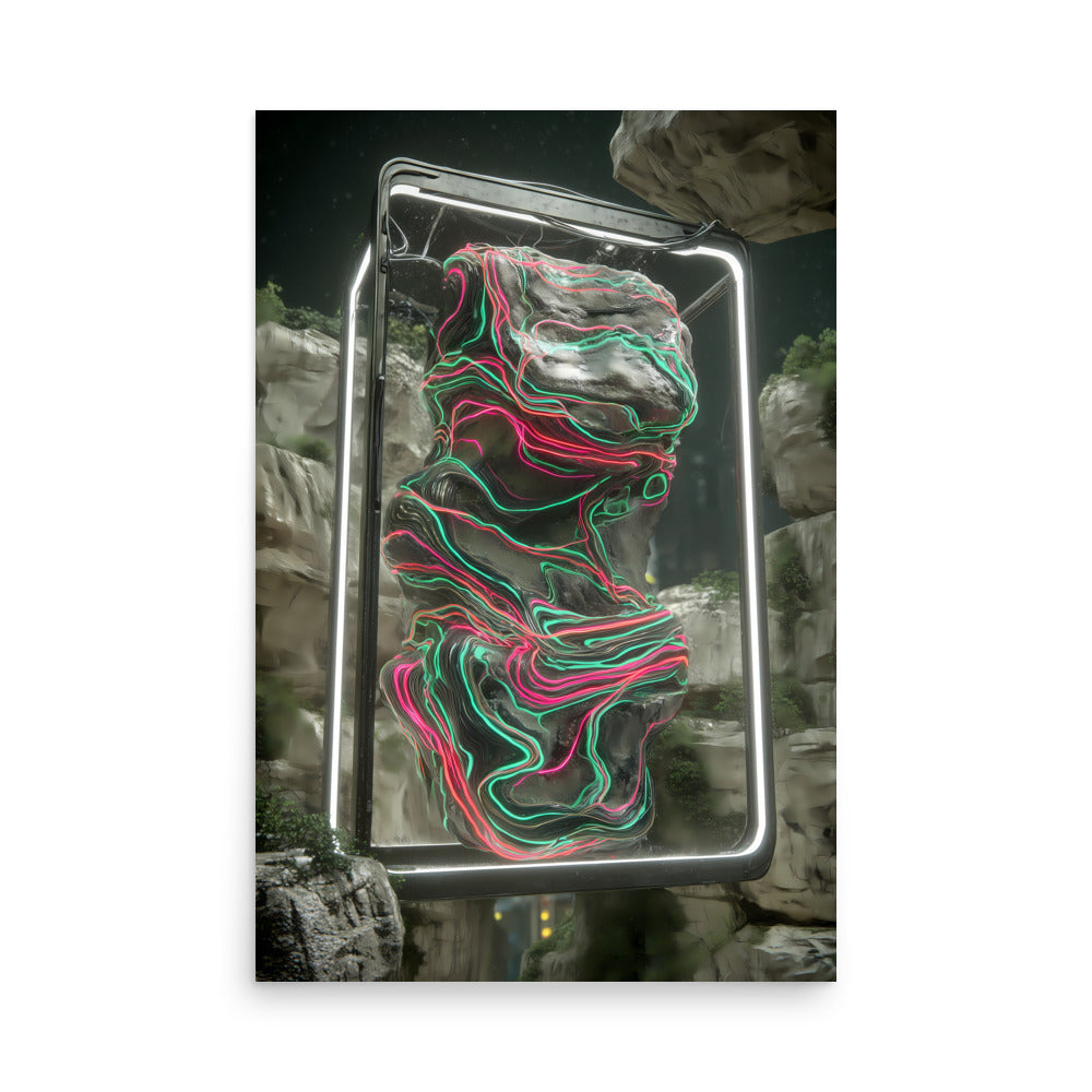 colorful abstract design on a rocky background