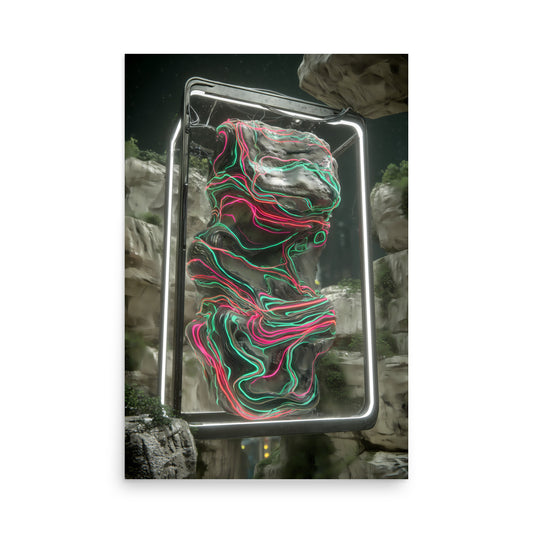 colorful abstract design on a rocky background