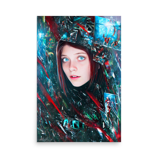 Artistic depiction of a person with a colorful, abstract background