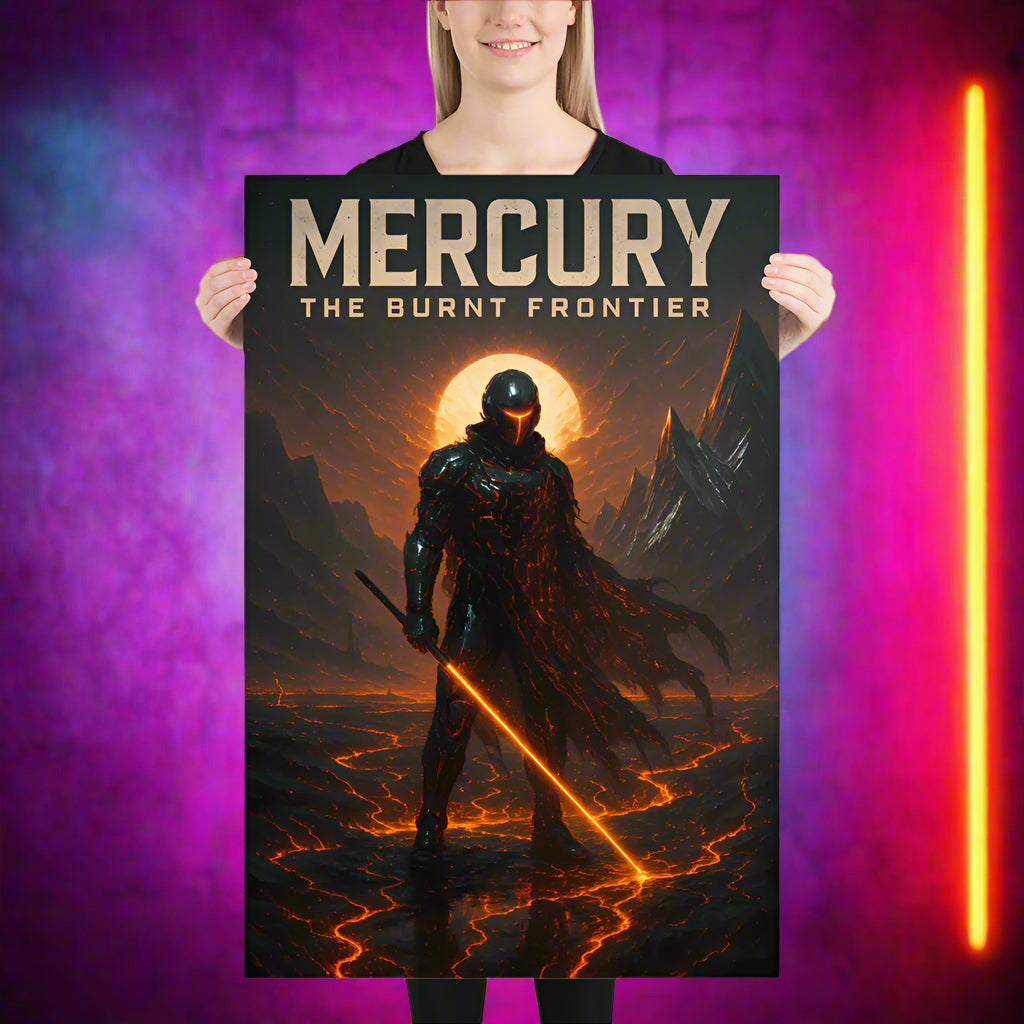 Mercury Cyberpunk Poster – The Burnt Frontier | Futuristic Sci-Fi Wall Art