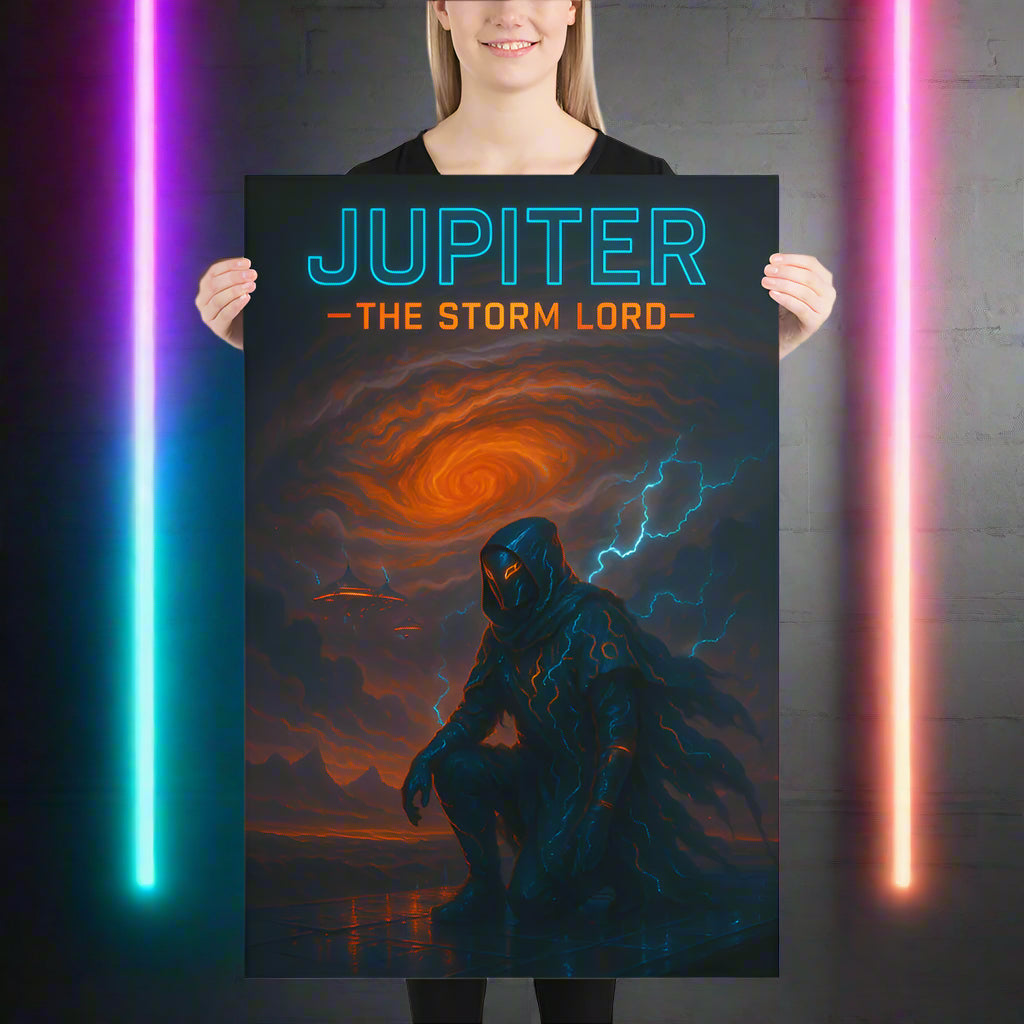 Jupiter Cyberpunk Poster – The Storm Lord | Futuristic Sci-Fi Wall Art