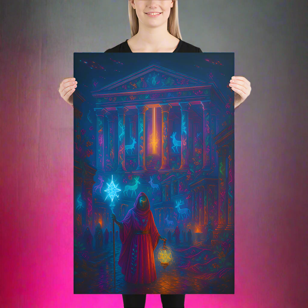 Temple of Artemis at Ephesus Cyberpunk Poster – The Neon Sanctuary | Futuristic Sci-Fi Wall Art