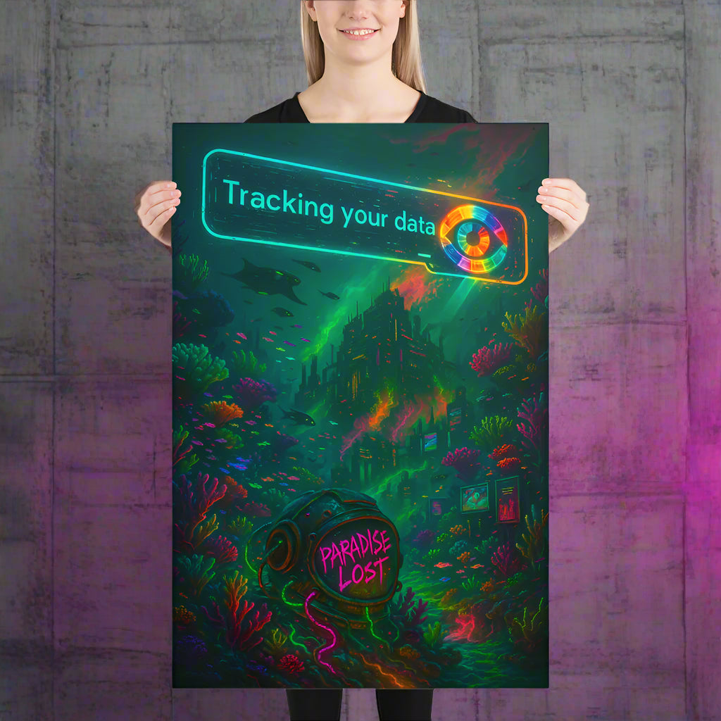 Great Barrier Reef Cyberpunk Art – Corporate Surveillance, Data Tracking and Environmental Destruction