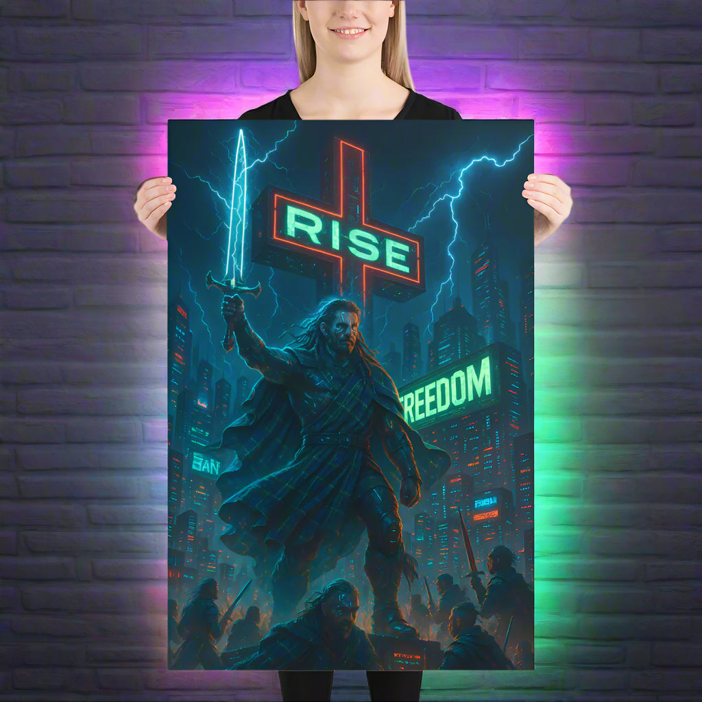 William Wallace Cyberpunk Poster – The Neon Warrior of Freedom | Futuristic Sci-Fi Wall Art